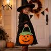 Goodie Bag Halloween Pumpkin Plush Tote Bucket, Cute Trick-or-Treat Bag, Soft Fabric Pouch Candy Basket with Handle for Kids Girls Boys Party Favors