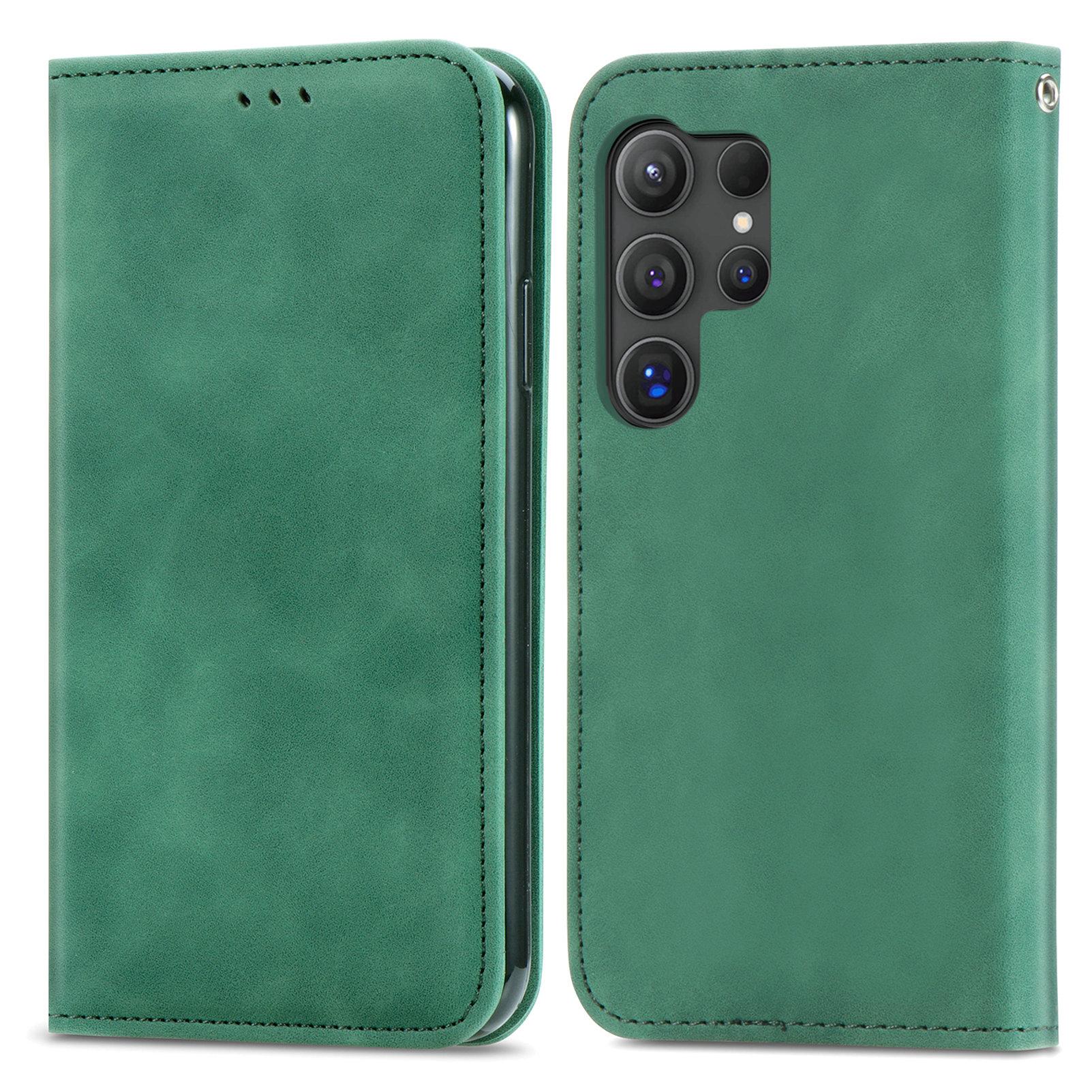 

For Samsung Galaxy S25 Ultra Leather Case with Card Holder Magnetic Absorption Phone Cover Dark Blue