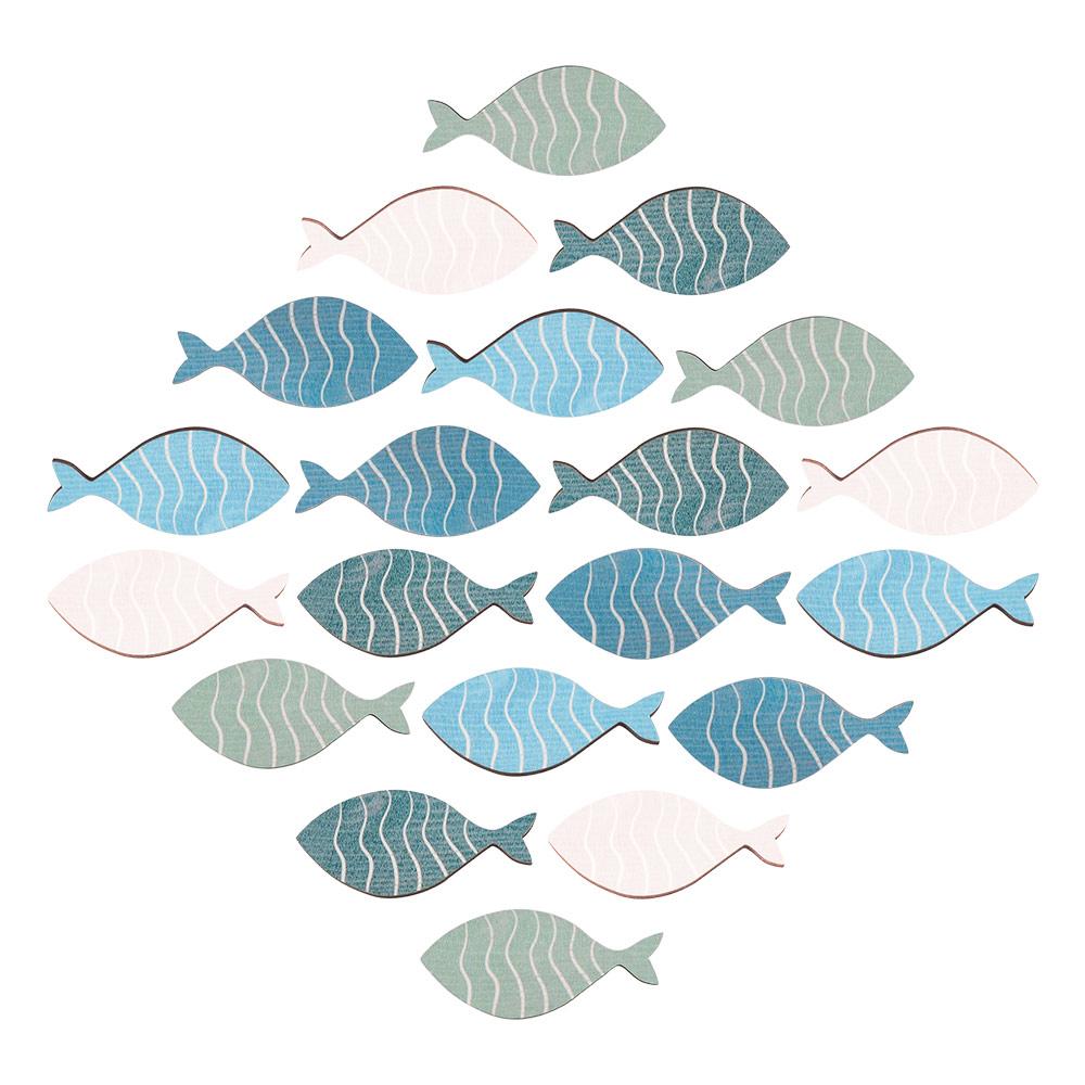 

20pcs/set Cartoon Wooden Fish Pendants Easy to Intall Decorative Fish Wall Hangings Ornament Rustic Ocean Fish Sculpture