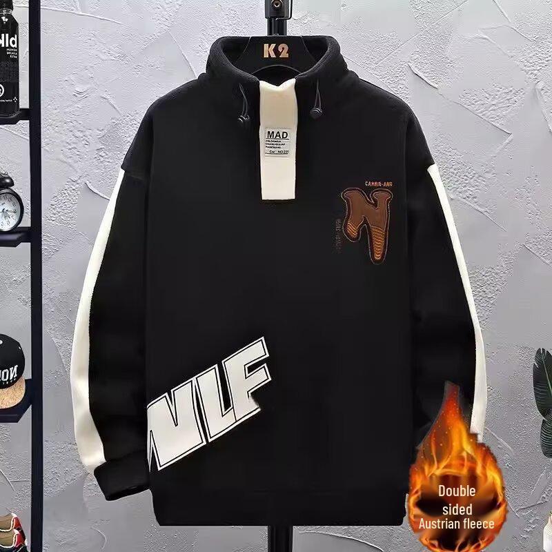 Korean-Japanese Harajuku Men's Double-Sided Fleece Hoodie