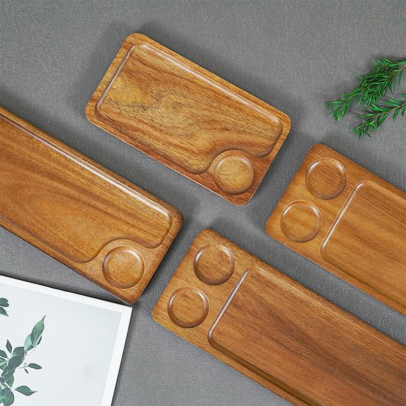 Wooden Tea Coffee Tray Fruit Dessert Candy Dish Wooden Decorative Bread Snack Cake Food Dish Tray Tableware