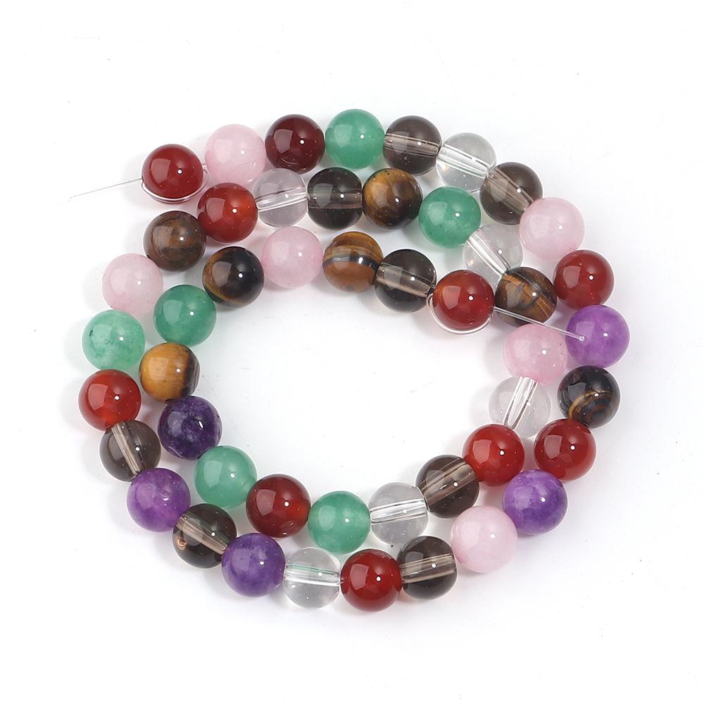 6 8 10 12mm Natural Stone Beads Mixed Tiger Eye Aventurine Crystal Glass Round Loose Beads for Jewelry Making DIY Bracelets
