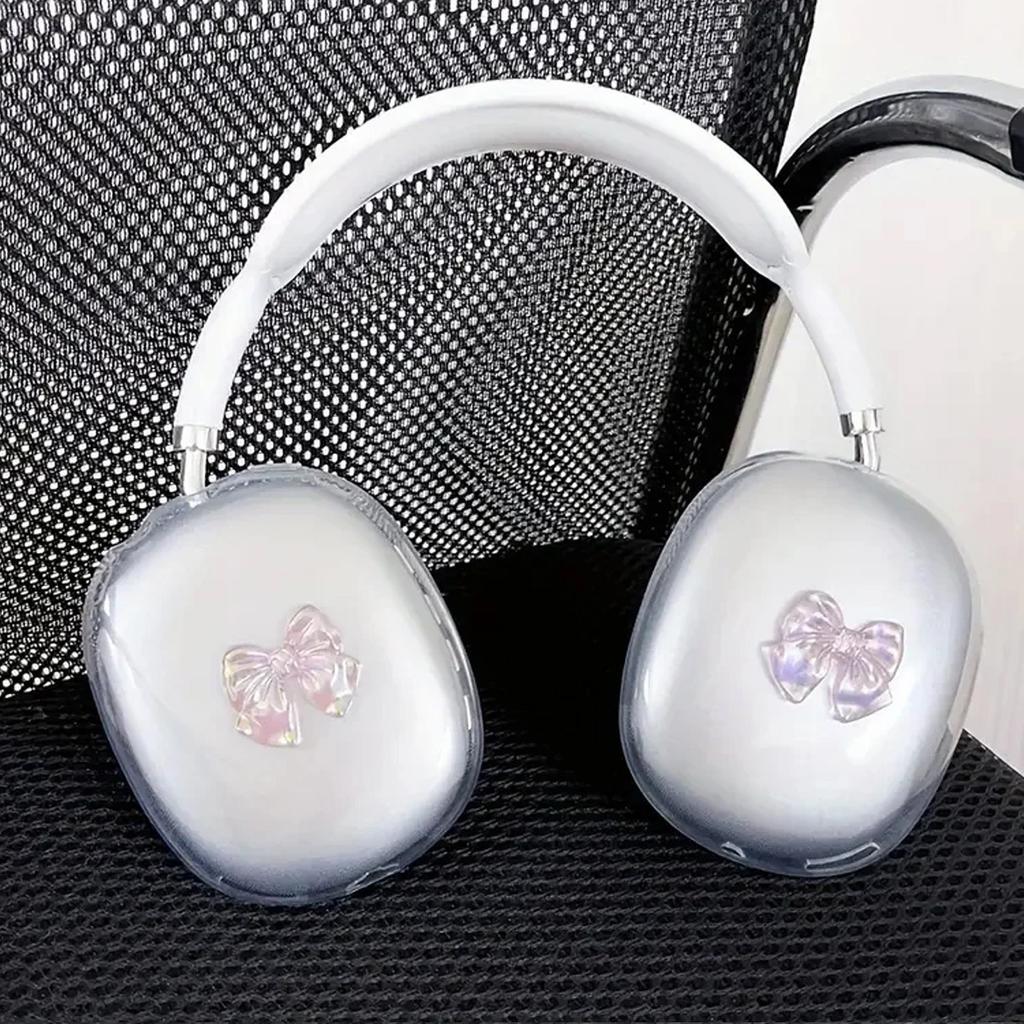 Laser Stereo Bow Transparent for Apple AirPods Max Protective Case Headphone Protective Case
