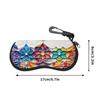 2D-Artistic Geometric Floral Print Sunglasses Case, Colorful Bohemian Pattern Eyeglasses Holder, Protective Zipper Eyewear Organizer for Travel