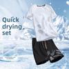 Men's T-Shirt +Shorts Two Piece Suit Summer Quick Dry Breathable Fitness Short Sleeve Sets Outdoor Tennis Sports Outfit