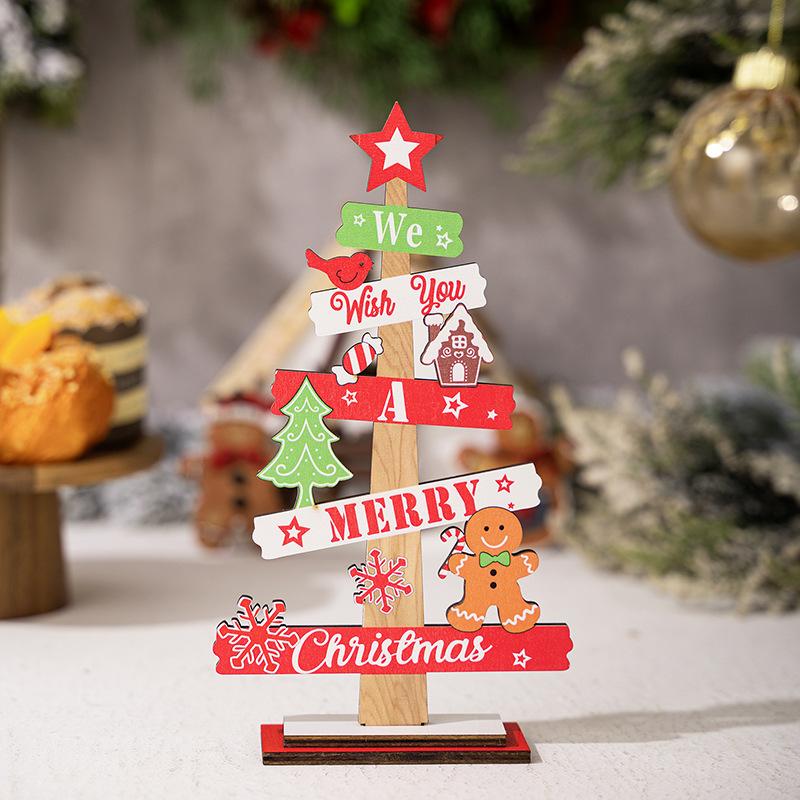 Desktop Christmas Tree Santa Claus DIY Decoration Wooden Christmas Signs Plaque Xmas Decoration New Years Party Gifts