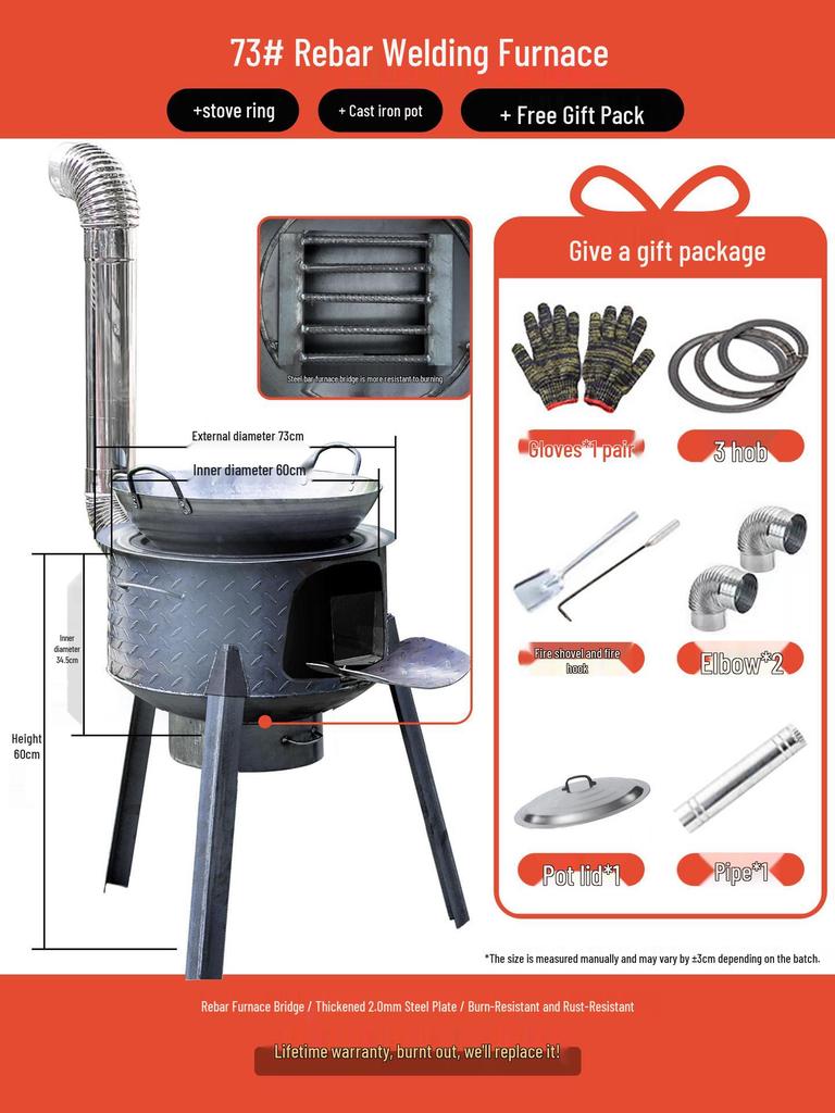 Portable Firewood Stove for Rural Home Use: Efficient Heating for Large Pots