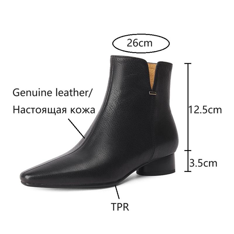 Fashion NEW Autumn Women Boots Pointed Toe Low Heel Ankle Boots Genuine Leather Shoes for Women Black Modern Boots Elegent Short Boots