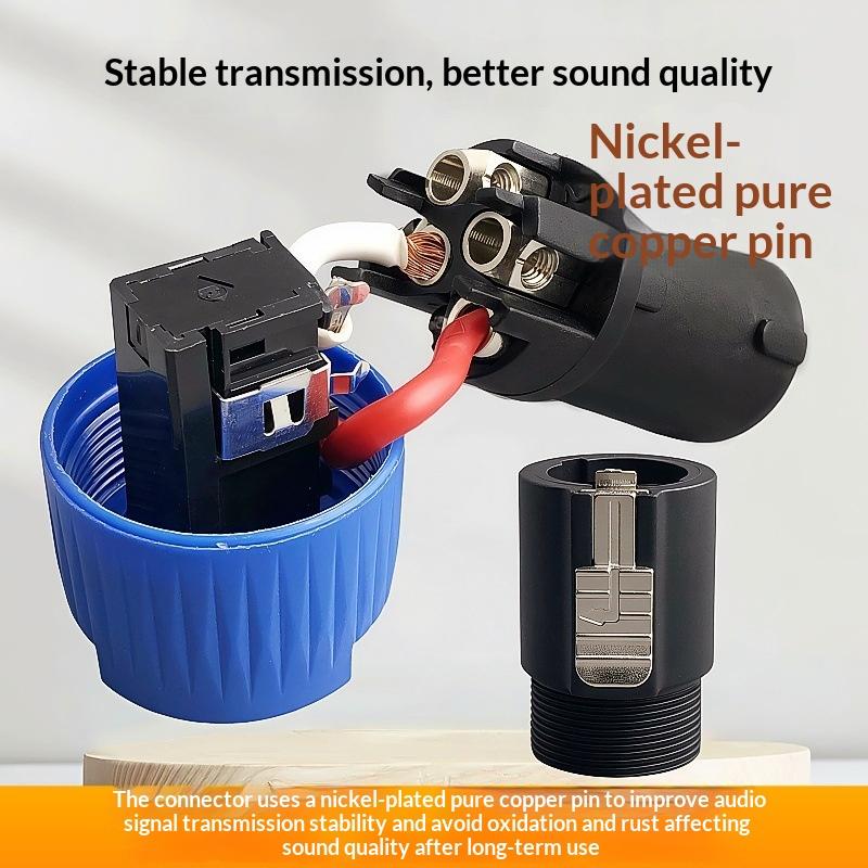 1Pcs Latch Aviation Connector 4-Pole Audio Speaker Plug To 6.5Mm Metal Converter Jack Adapter Male To 1/4" Ts Female Nl4Fc