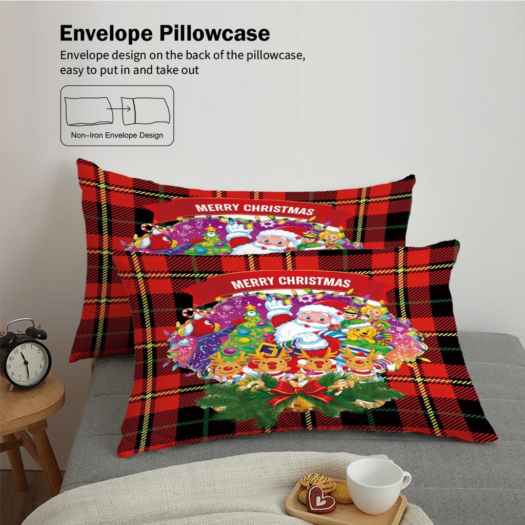 3pcs Santa Claus Print Coreless Bedding Set Soft Comfortable Dormitory Bedroom Holiday Decoration Multiple Size Machine Washable