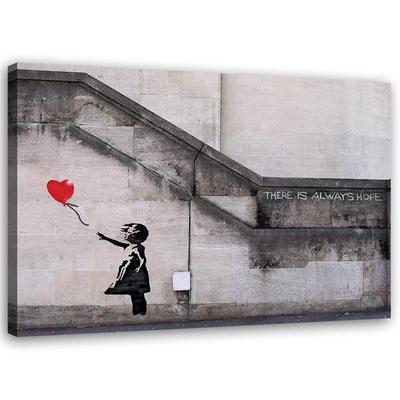 Canvas Print, Banksy Mural Girl with Balloon