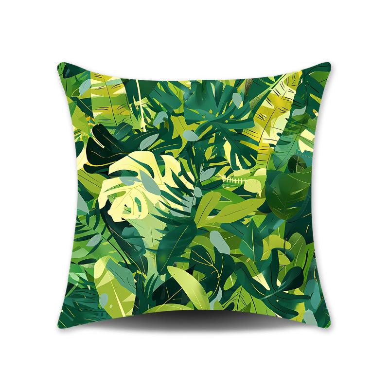New Nap Pillow Green Leaves Sofa Plush Pillow Cover Home Bedroom Sofa Summer Pillow Cover