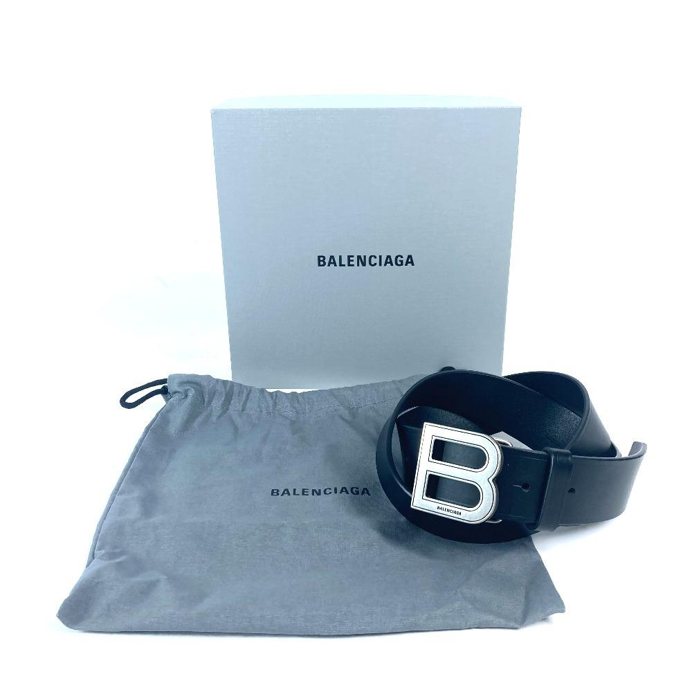 BALENCIAGA 655956 B Buckle Accessories belt Leather Black