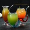 Creative Goblet Glass Mug with Straw for Cold Drink Home Use and Party Night Bar Drinking Wine Glass Juice Glass Squirrel Cup