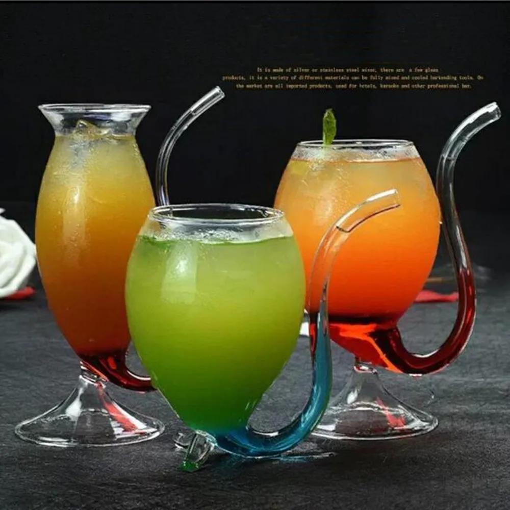 Creative Goblet Glass Mug with Straw for Cold Drink Home Use and Party Night Bar Drinking Wine Glass Juice Glass Squirrel Cup