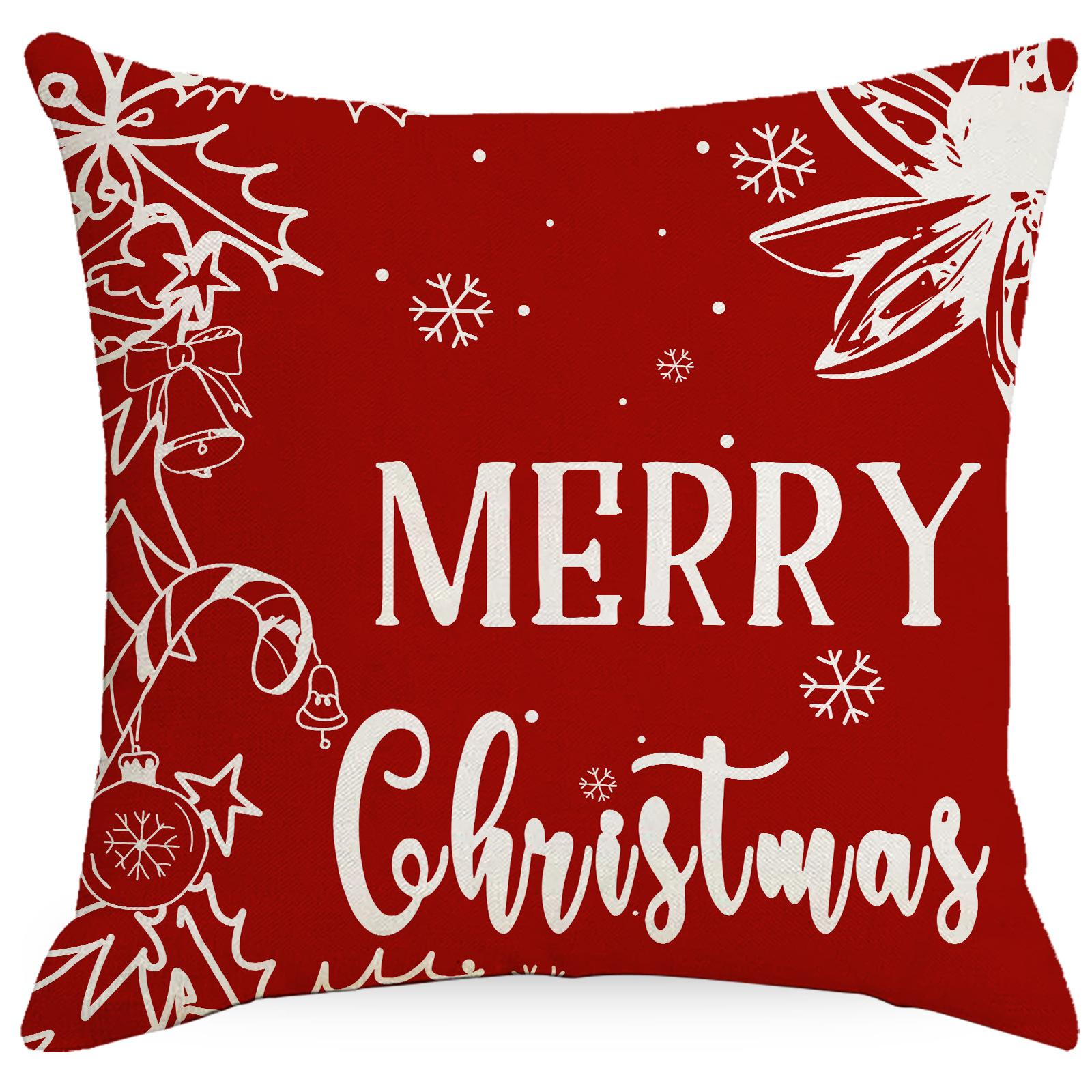 

Рождественская красная наволочка из печатного льна, праздничная домашняя, для дивана, автомобиля, декоративная, на подушку 45 * 45Cm without pillow core
