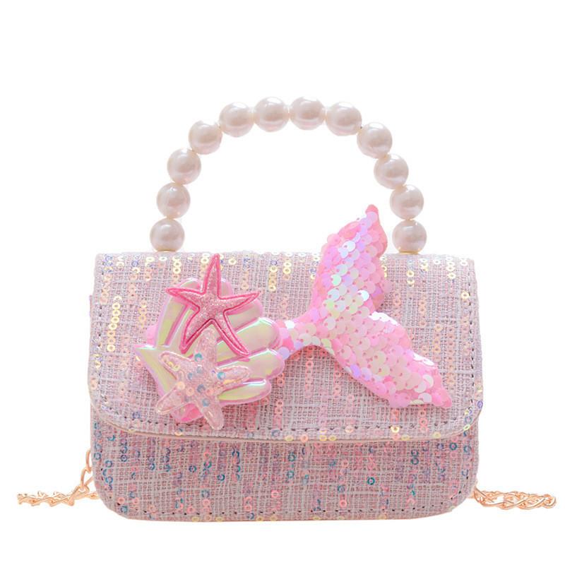 Cute Autumn Mini Shoulder Bag For Girls Featuring Pearl And Sparkling Elements