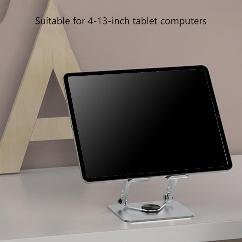 Tablets Desk Mount Stand, Aluminum 360 Degree Swivels, Heights Adjustable with Enhances Weight Support Bracket