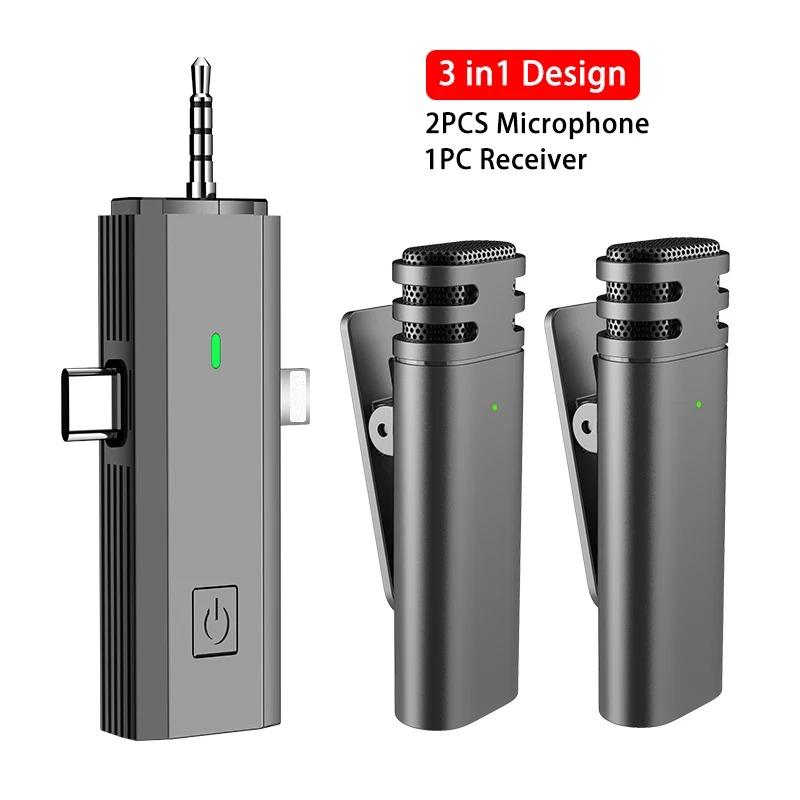 

Беспроводной петличный микрофон 3 в 1 Универсальный микрофон с шумоподавлением AI Для iPhone Type-C 3,5 мм разъем Микрофон для прямой трансляции