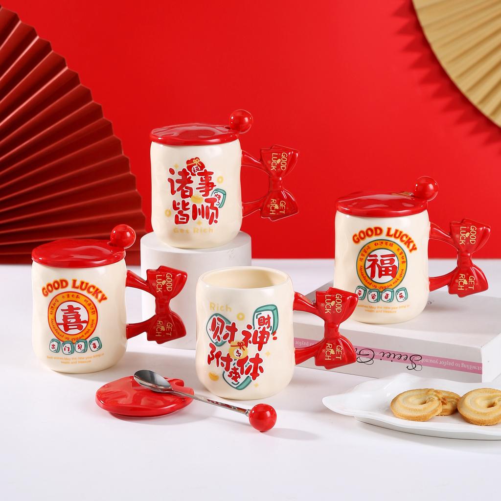 Hochzeits-Souvenir-Geschenke Keramiktasse Hochwertig aussehend und hochtemperaturbeständig Mädchen Paare mit Deckel Tassen für den Haushaltsgebrauch