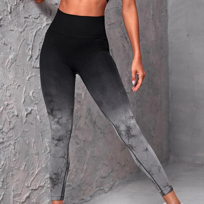 Women's High-Waist Gradient Tie-Dye Yoga Pants - Elastic, Hip-Lifting & Quick-Drying Fitness Wear
