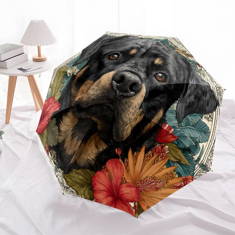 

Ретро-узор с собаками, автоматический складной зонт, портативная и складная конструкция, 8 спиц, рождественский или день рождения подарок. разноцветный