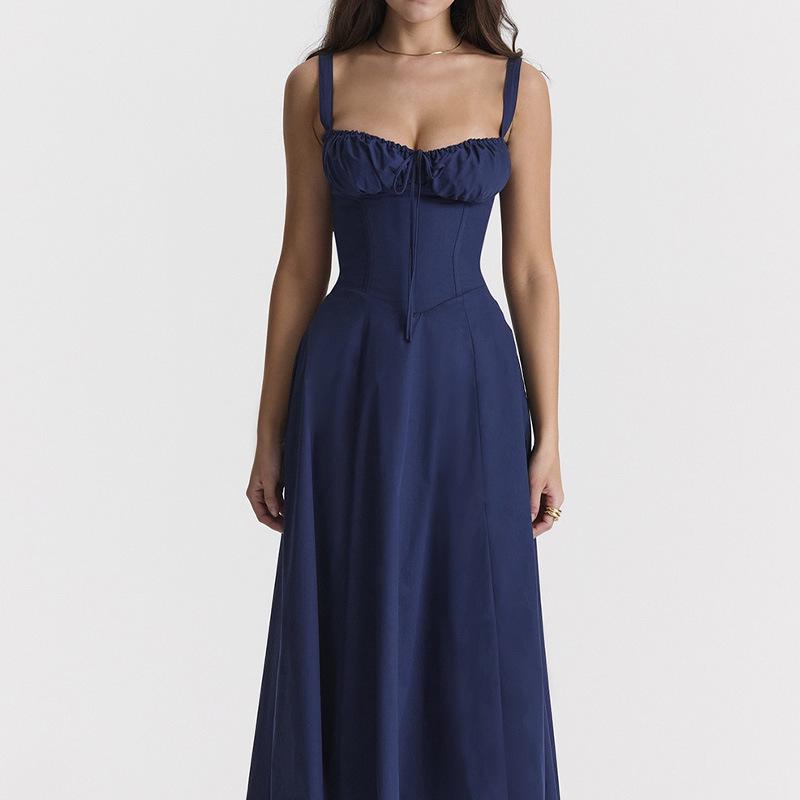 2026 Spring Women's Elegant Floral Slit Lace-up Dress - European & American Style