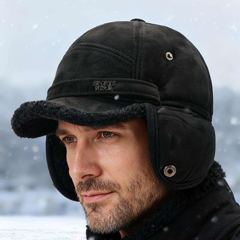 Autumn Winter Warm Bomber Hat Men's Father Outdoor Thick Middle-Aged and Elderly Velvet Hat Ear Protection Hat