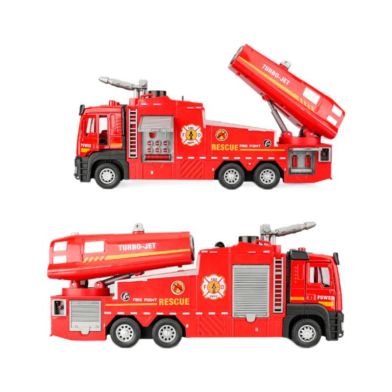 (Boxed) 1:32 Alloy Fire Truck Engineering Model Toy Ornament with Water Spray Simulation
