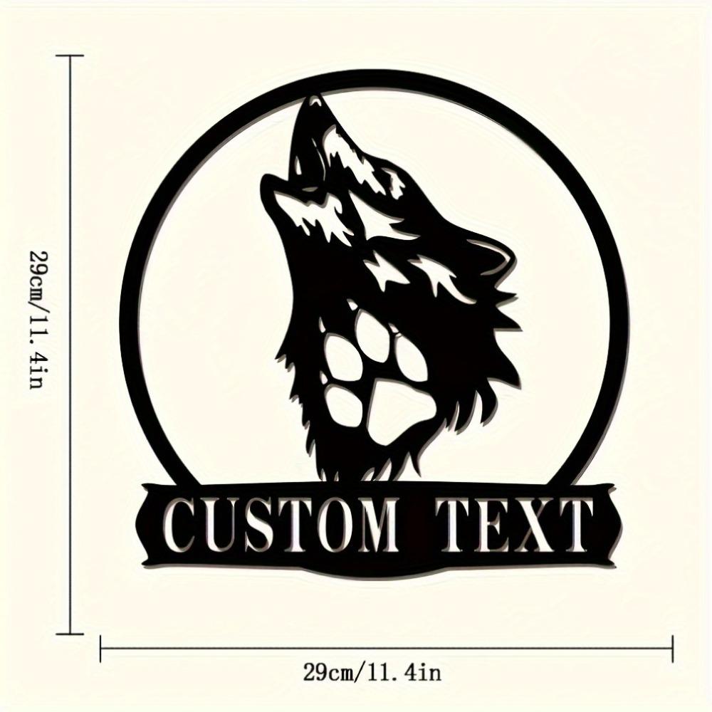 Custom Metal Wolf Head Wall Decor with Personalized Text - Indoor/Outdoor Sign for Home & Garden