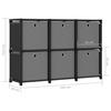 VidaXL Étagère d'affichage 6 cubes et boîtes Noir 103x30x72,5 cm Tissu