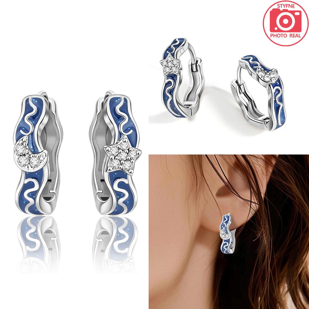 925 Silver Earrings Blue Zircon Stars Butterfly Love Heart Jewelry Women Earrings Luxury Accessories Graduation Gift