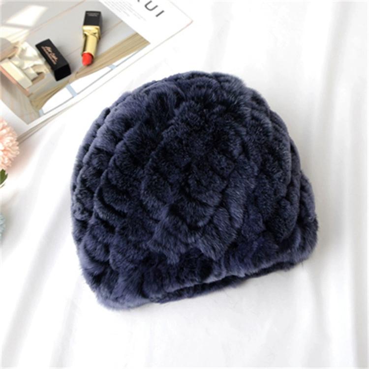 

Шапка из меха кролика Рекс, осенне-зимняя, утолщенная, ветрозащитная, теплая, женская, меховая, для матерей среднего и пожилого возраста, защита ушей, шапка-ананас Fidelity OneSize(55-60cm)