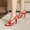 Dámské sandály na vysokém podpatku letní nové jehlové sandály velkých velikostí s otevřenou špičkou