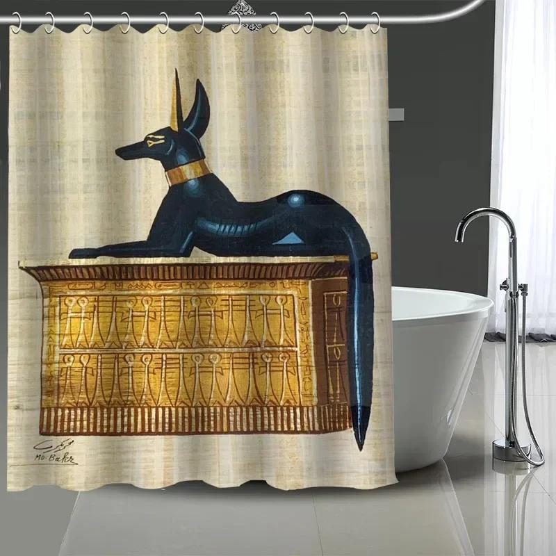 Egyptische Anubis Egyptische Cultuur Grote Douchegordijn, Waterdicht Polyester Stof Met 12 Haken, Huis Decoratie