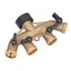 4 Way Hose Faucet Manifold Brass Connector Distributor for Garden Irrigation 34in  Thread