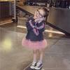 Autumn 2024 Casual Sweater Mesh Princess Dress for Little Girls