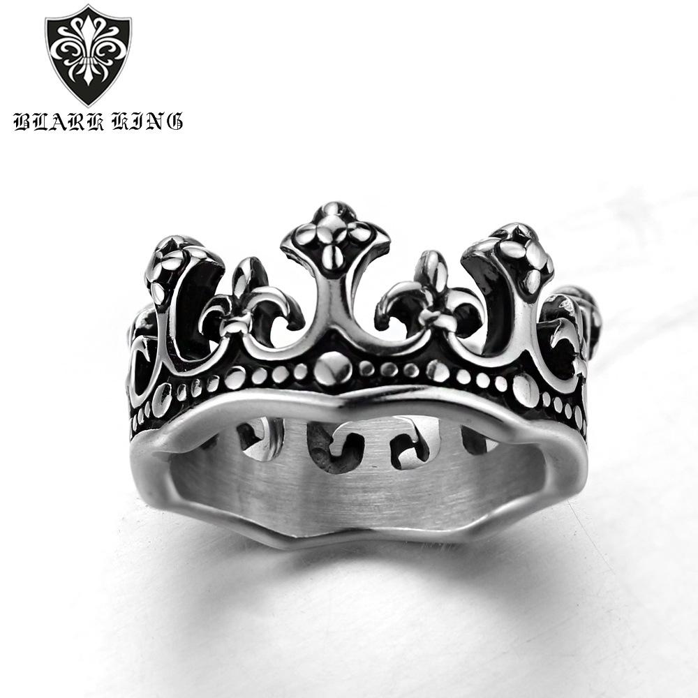 European American Stainless Steel Crown Ring Band - Titanium King Jewelry