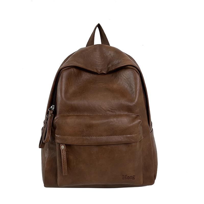 Sac à dos rétro en cuir PU Grande capacité Sac à dos décontracté pour femme avec plusieurs poches Parfait pour le travail quotidien, l'école et le shopping Sans pendentif