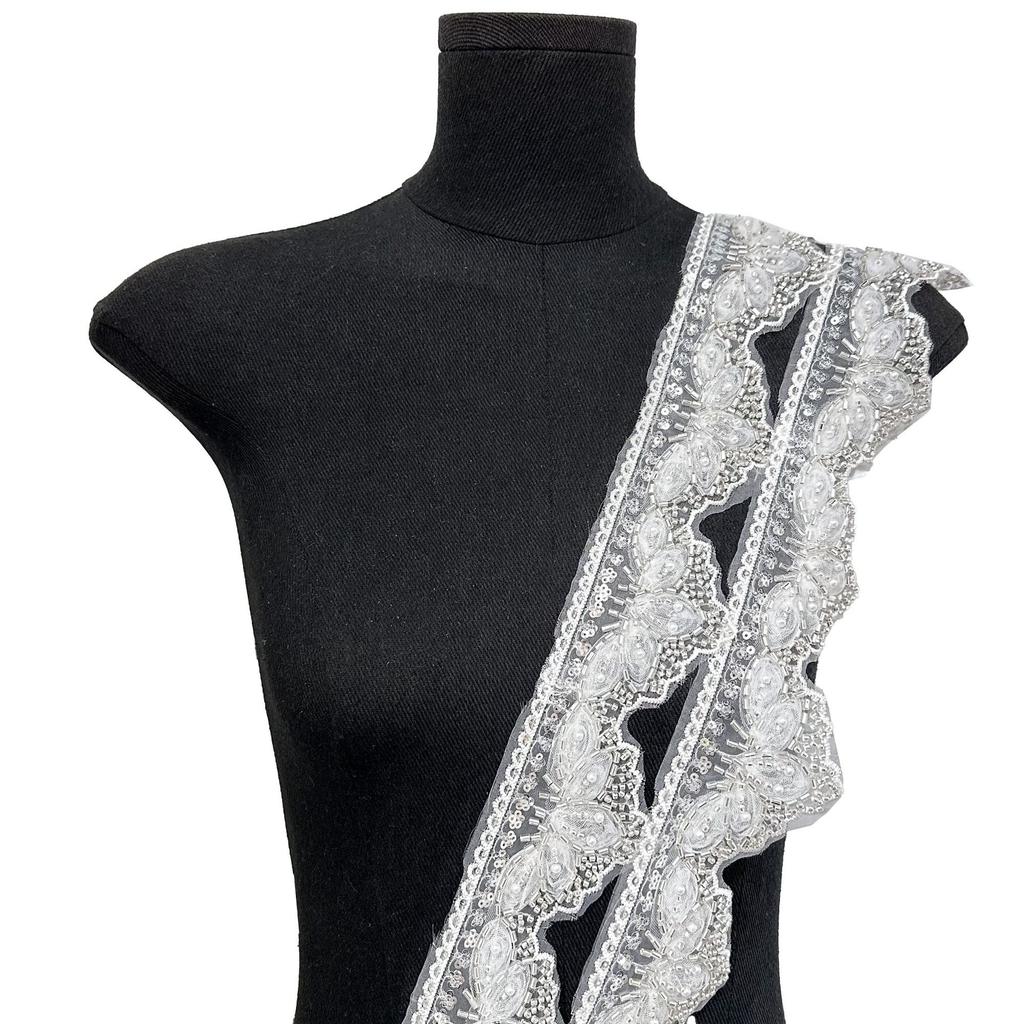 7.5Cm Water Soluble Lace Bead Sequins Clothing Skirt Dress Cuffs Ethnic Style Decorative Lace