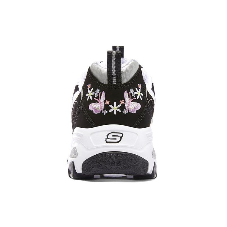 Skechers DLites 1.0 Lace Bear Fabric Trendy Outdoor Low-Top Dad Shoes Women sneaker White Black 149466-BKW