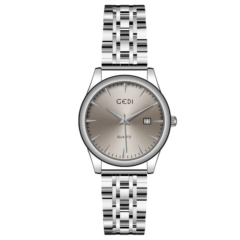 Couple Classic Steel Belt Watch Simple High-End Calendar Waterproof Quartz Watch High-Value Watch