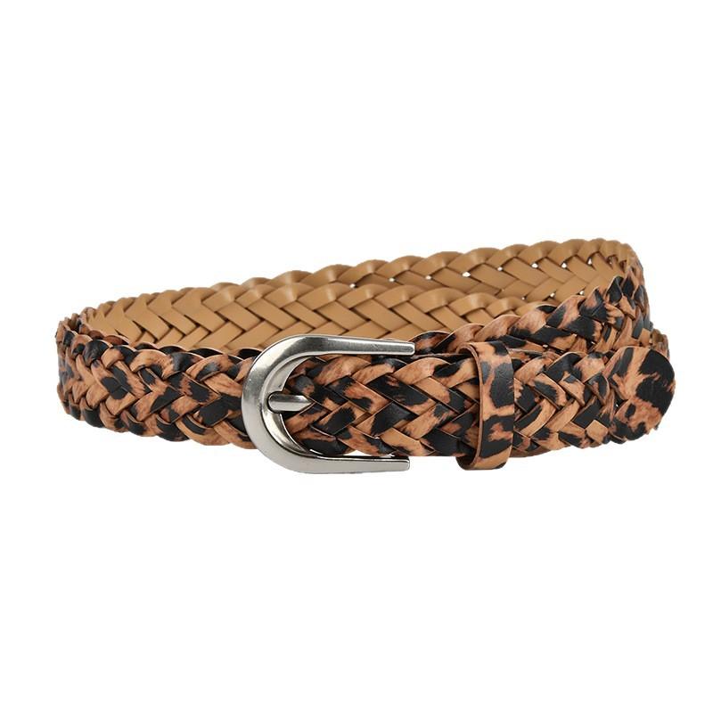European and American Girls' Dress Decorative Belts, Personalized Leopard Print Trendy Niche, No Punch-punch Braided Belts for Women