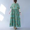 Short Sleeve Plus Size Cotton Vintage Floral New In Dresses for Women Casual Loose Long Summer Dress