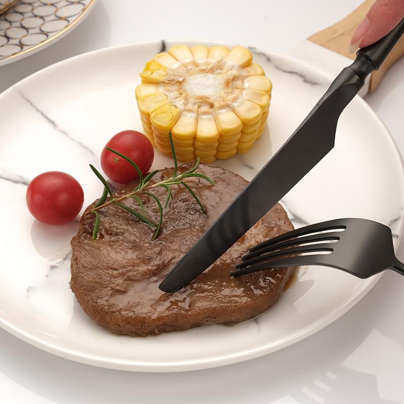 Matte Black 18/10 Stainless Steel Luxury Cutlery Tableware Knife Coffee Ice Spoon Fork Chopsticks Flatware Set Dishwasher Safe