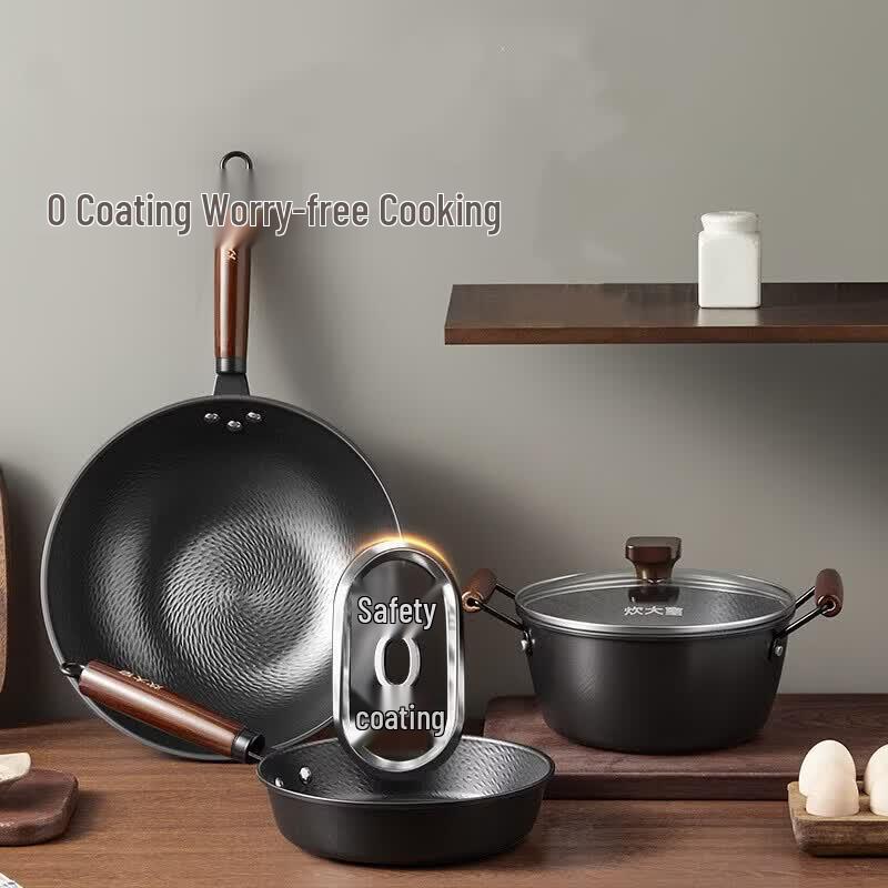 COOKER KING Hammered Wrought Iron Wok Set