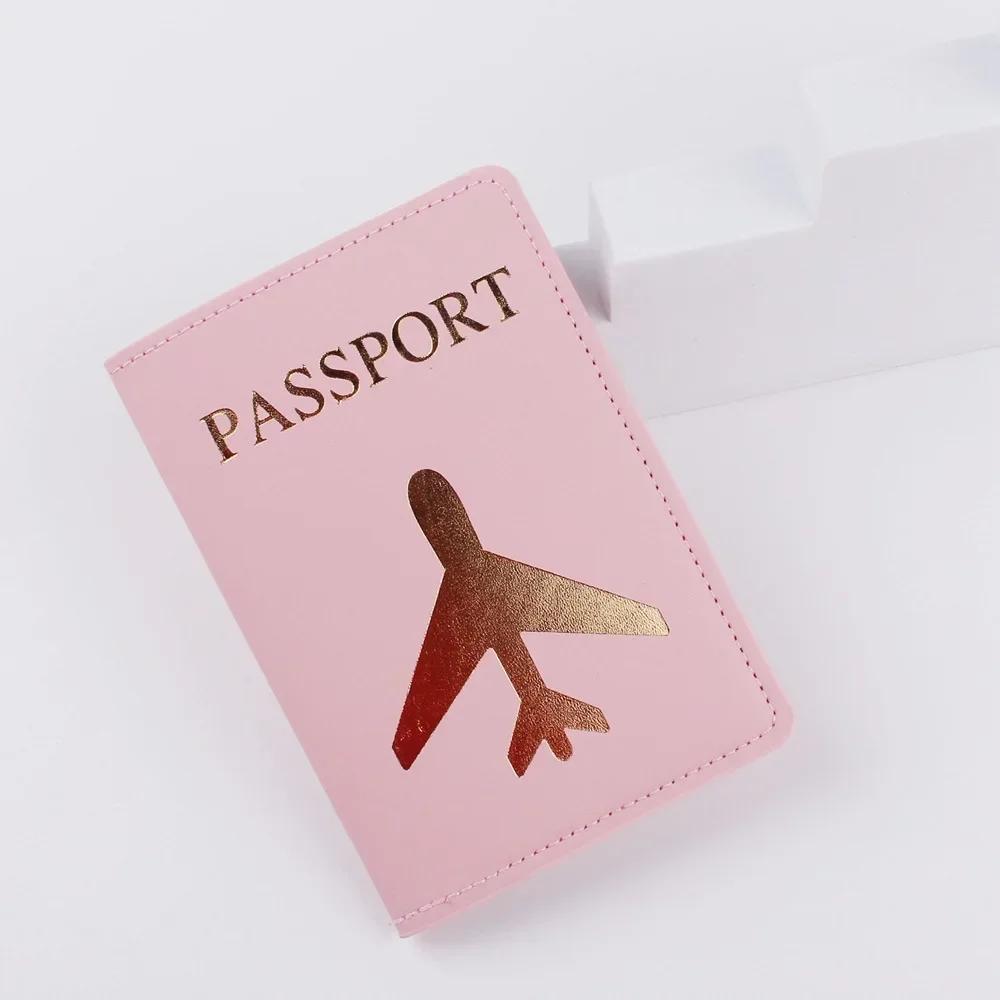 Pu Leather Passport Cover Simple Letter Plane Pattern Men Women Travel Wedding Passport Covers Holder Fashion Wedding Gift