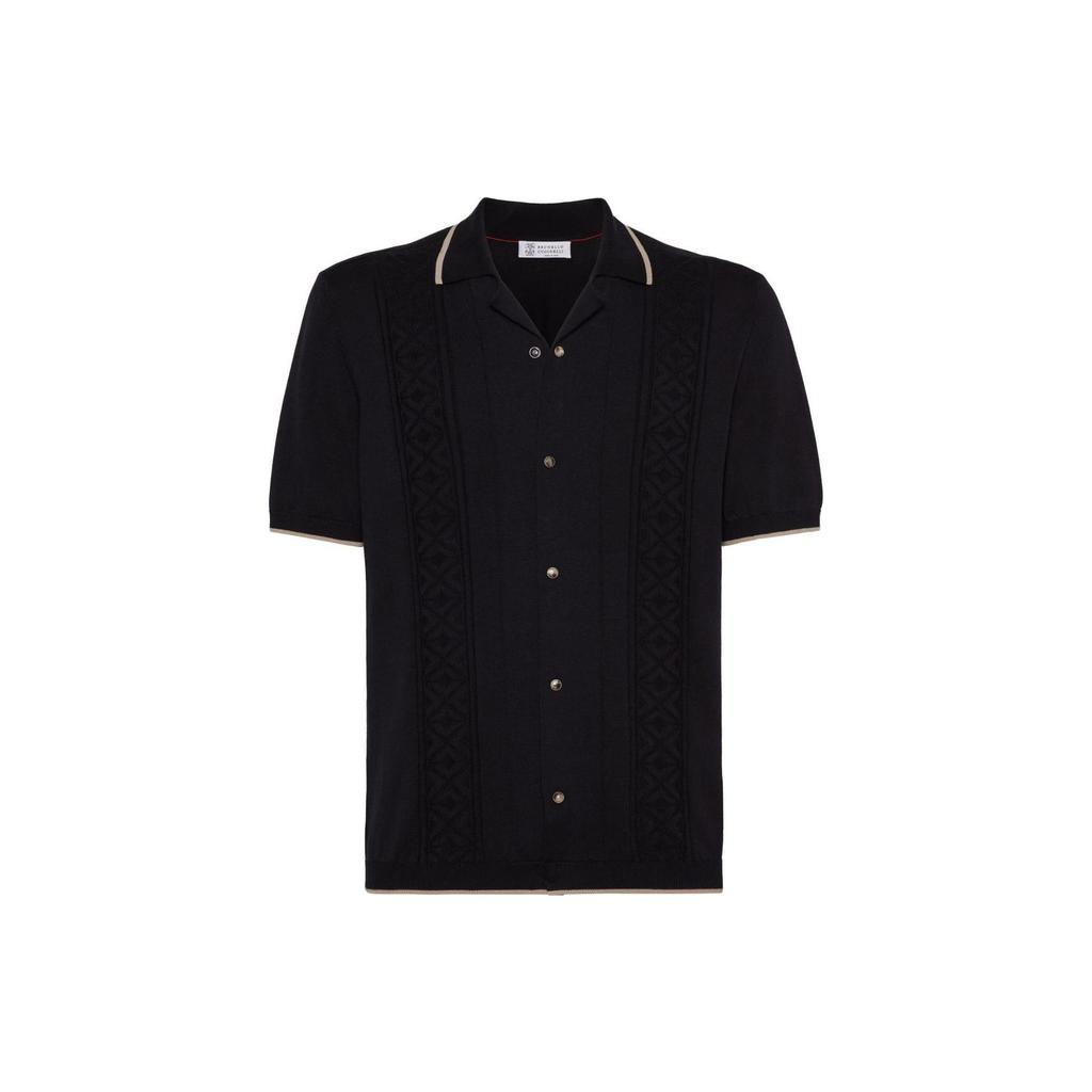 Brunello Cucinelli Contrasted-Trim Knitted Shirt M29202605-CNH72