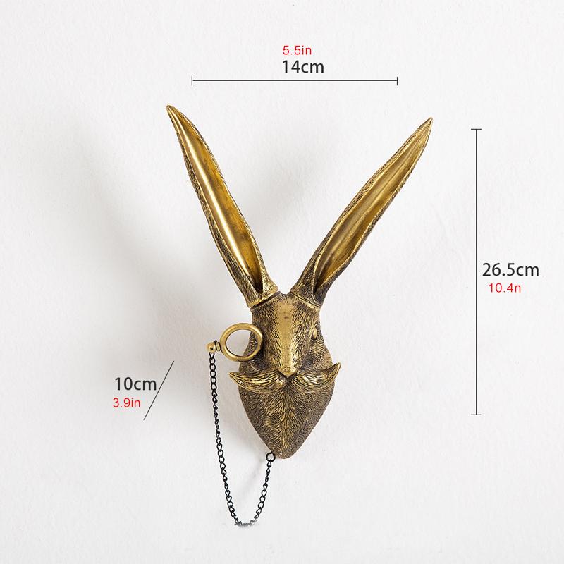 3D Animal Head Wall Mounted Resin Decor Ornament Hanging Sculpture Rabbit Deer Bear