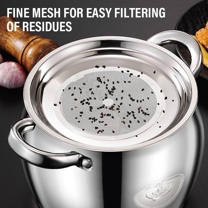4L Oil Filter Pot Stainless Steel Lard Strainer Cooking Oil Strainer Grease Keeper Storage Container Oil Bottle Kitchen Tools